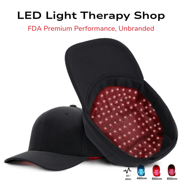 black FDA wear Universal cap Blue 460nm Red 660nm Near-Infrared 850nm Light Therapy Cap Improve Hair-loss Skin Brain