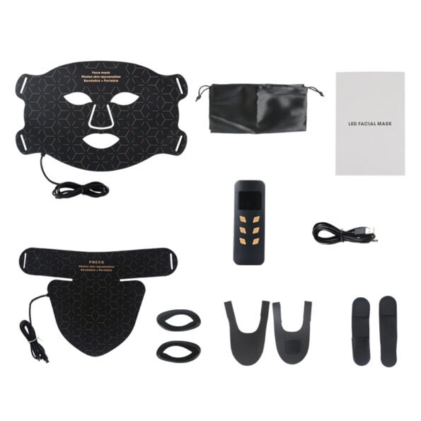 LED light therapy mask with red (630nm), blue (460nm), yellow (590nm), and infrared (850nm) light. Designed for skin rejuvenation, acne reduction, collagen production, and improved circulation. Features adjustable light intensity, independent infrared lamp control, and a customisable timer for targeted light therapy