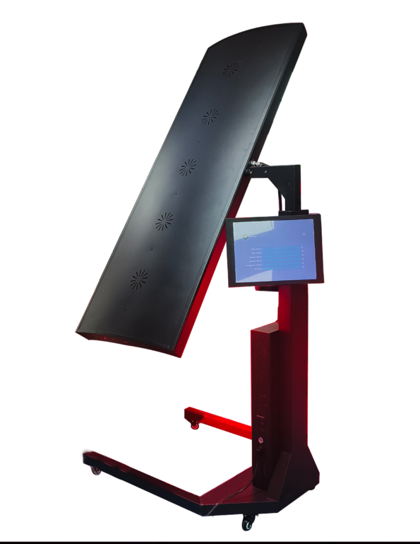 FDA 510k Cleared Red Light Therapy Panel with TENS Bluetooth | 630nm 660nm 810nm 830nm 850nm Wavelengths home and clinical use red light therapy 630nm 660nm infrared wavelengths 810nm 830nm 850nm with 150mWcm irradiance for deep tissue penetration and rapid results. includes wheeled stand