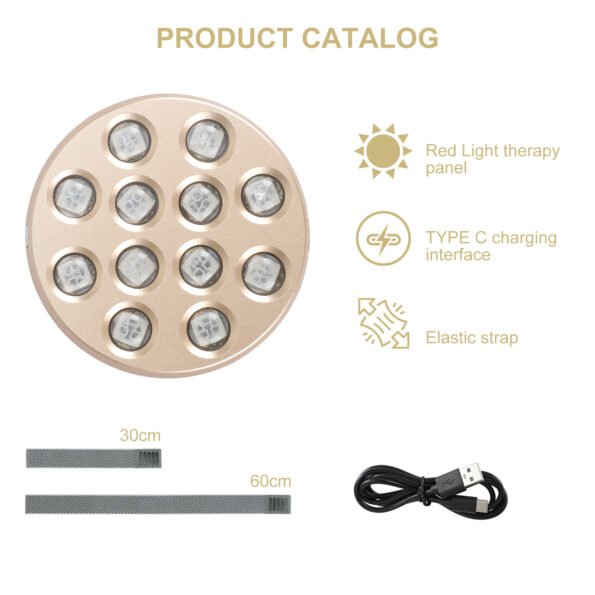 FDA I x12 LED – Red 660 + NIR 850 Light Therapy, Pulse and Timer. rechargeable gold handheld for red light therapy target spot treatment