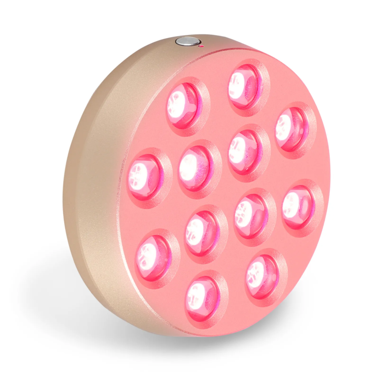 FDA I x12 LED – Red 660 + NIR 850 Light Therapy, Pulse and Timer. rechargeable gold handheld for red light therapy target spot treatment
