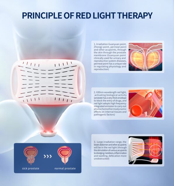 White Prostate Portable Red Light Therapy Device. x1 Wavelength, Temperature Setting and Timer