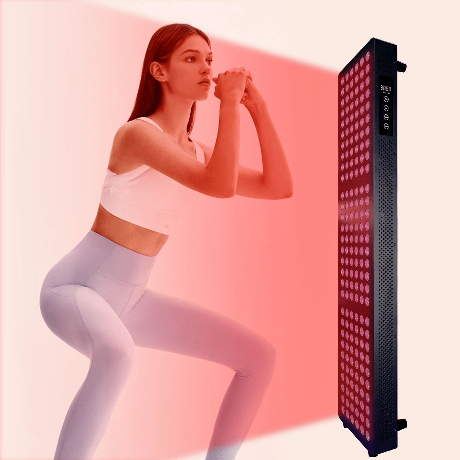 x5 Spectrum black Half Full Body panel (1 (4) x5 Spectrum black Half Full Body panel lady exercising using red light therapy panel 180 leds red light therapy nir