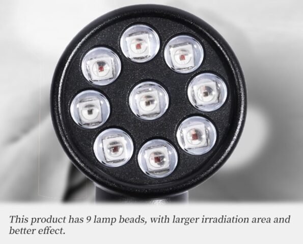 x9 LEDs Pain and Inflammation black Handheld. Red 630 660 and NIR 850 Light Therapy rechargeable battery
