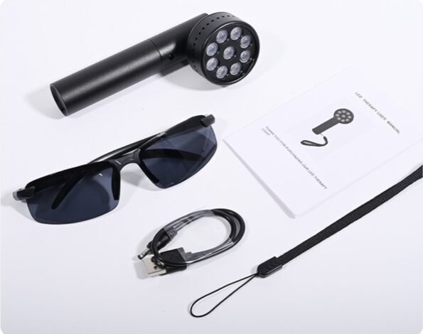 x9 LEDs Pain and Inflammation black Handheld. Red 630 660 and NIR 850 Light Therapy rechargeable battery