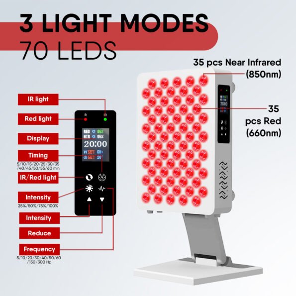 x70-leds-fda-table-top-red-near-infrared-light-x2-wavelengths-dimming-pulse-timer-stand