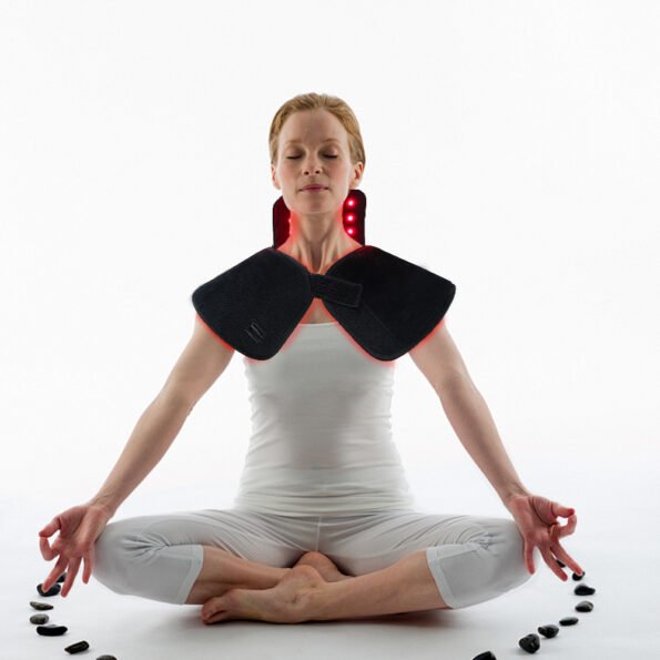 FDA Wearable red light therapy shoulder cape with 660nm red light and 850nm near-infrared light for pain relief, muscle recovery, and circulation improvement.