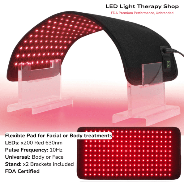Flexible Light Therapy Pad - FDA- red 630nm 200 leds face or body treatments Red 630 NIR 850 Benefits blue 470nm Pain Skin recovery