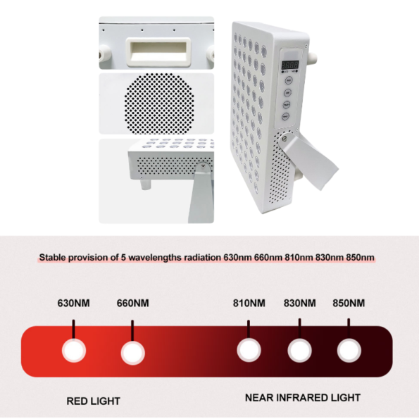 White light therapy Table-top-panel-red-NIR-light-with stand keypad-operation x5 or x7 wavelength spectrums light therapy benefits LLLT