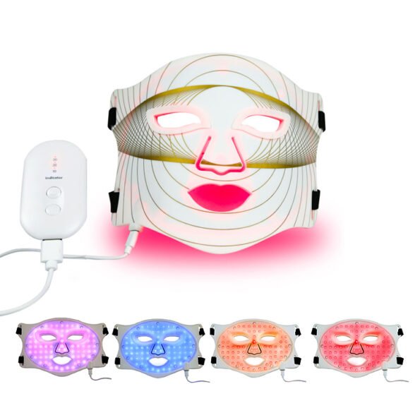 FDA 510k LED Light Therapy Face Mask Red, Blue, NIR & Amber Acne & Anti-Aging Phototherapy red 635nm blue 465n, yellow-amber 605nm nir near-infrared 850nm