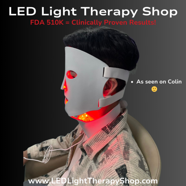 FDA 510k LED Therapy Mask Red, Blue, NIR Light Clinical Results, Affordable face and neck mask in one red 630 blue 415 near infrared 850nm