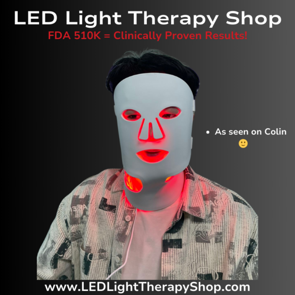 FDA 510k LED Therapy Mask Red, Blue, NIR Light Clinical Results, Affordable face and neck mask in one red 630 blue 415 near infrared 850nm