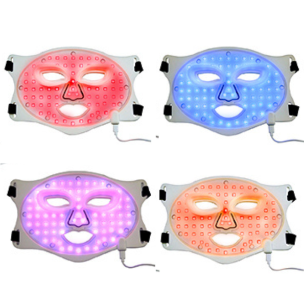 FDA 510k LED Light Therapy Face Mask Red, Blue, NIR & Amber Acne & Anti-Aging Phototherapy red 635nm blue 465n, yellow-amber 605nm nir near-infrared 850nm
