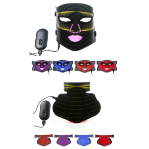 FDA 510k-Certified Black LED face Mask x288 leds Premium Light Therapy Results - Unbranded Price red 635nm blue 465nm yellow 605nm near-infrared 850nm anti aging anti wrinkle acne reduction dermatology grade light therapy