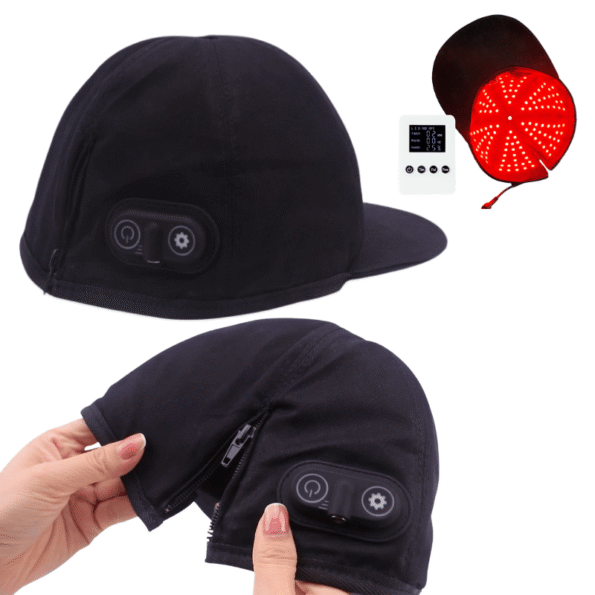 Brain Optimisation Red 630 NIR 850 + 940 Light Therapy Cap Hat black