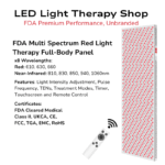 FDA 610 630 660 810 830 850 940 1060 Advanced Red NIR Light Therapy full-body Panel 1155 LEDs TENs EMS preset treatment modes 8 wavelengths