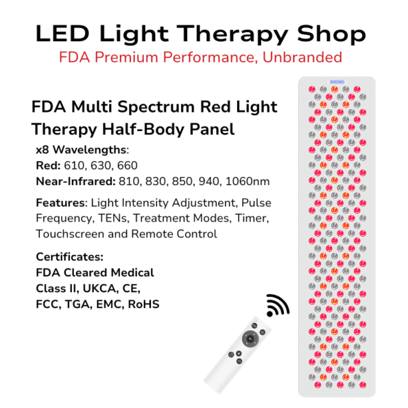 FDA 610 630 660 810 830 850 940 1060 Advanced Red NIR Light Therapy half body Panel 200 LEDs TENs EMS preset treatment modes 8 wavelengths