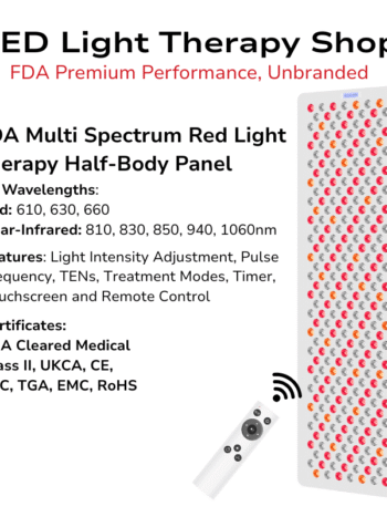 FDA 610 630 660 810 830 850 940 1060 Advanced Red NIR Light Therapy half body Panel 300 LEDs TENs EMS preset treatment modes 8 wavelengths