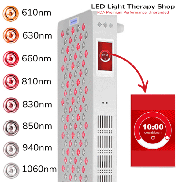 FDA 610 630 660 810 830 850 940 1060 Advanced Red NIR Light Therapy half body Panel 200 LEDs TENs EMS preset treatment modes 8 wavelengths