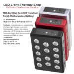 FDA I Therapy-Doctor  Handheld Red 660nm NIR 850nm Light Therapy rechargeable handheld panel 14 leds low battery indicator pain skin rejuvenation mitochondria boost available red black silver