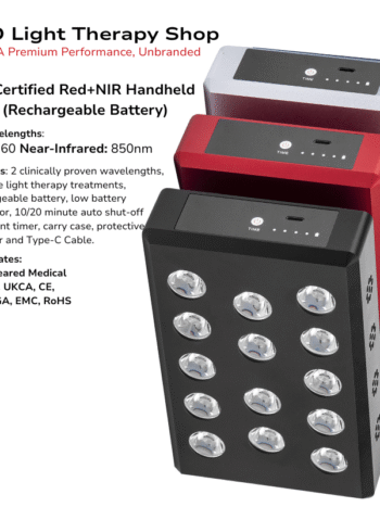 FDA I Therapy-Doctor Handheld Red 660nm NIR 850nm Light Therapy rechargeable handheld panel 14 leds low battery indicator pain skin rejuvenation mitochondria boost available red black silver