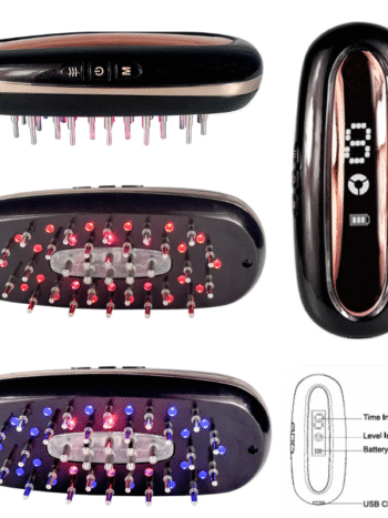 Ultimate Red 620 Blue 465 Near-Infrared 850 LED Hair Regrowth Brush EMS ION Vibration Scalp-and hair treatment Backed by Science
