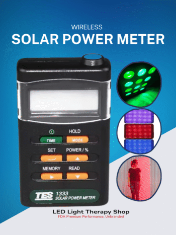 TES 1333 I LED Light Therapy Irradiance Tester check light intensity for blue green yellow red nir light therapy panels wearables products