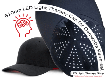 810nm LED Light Therapy Cap with optical lens Dementia Reversal image top of cap black showing 810 450 leds