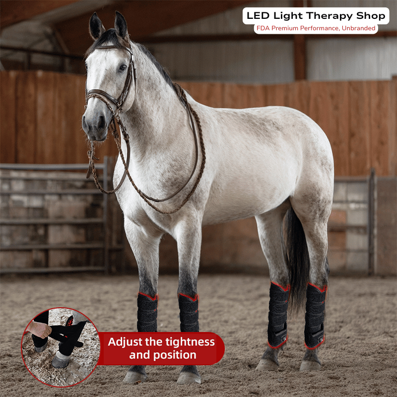 FDA Light Therapy Leg Wrap Horses Suspensory Ligament Bowed Tendon Equi (3) Red Light Therapy Horse Leg Wrap image of horse wear fda cleared red light therapy horse leg wrap support 660 850 stood in barn