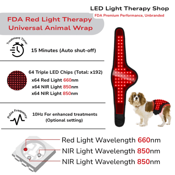 universal Animal Red Light Therapy Wrap Cats Dogs Livestock Heal Pain Wounds red 660 near infrared 850 pulse frequency 10hz