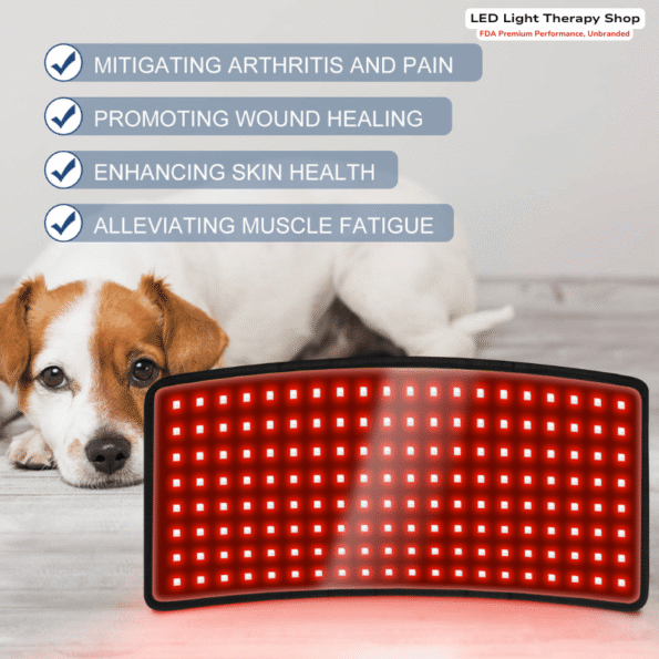infographic ideal treatment inflammation arthritis wound healing dog laying down pad visible red 660 near infrared 850