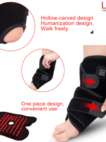 Red Light Therapy Ankle Wrap LED Light Therapy Shop red light therapy ankle wrap showing open heel design and adjustable straps for ankle flexibility.