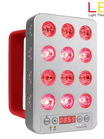 Red Light Therapy Handheld 660nm 850nm with Handle Portable red and near-infrared light therapy device with 12 dual LEDs emitting 660nm red and 850nm NIR light, handheld design with digital timer display