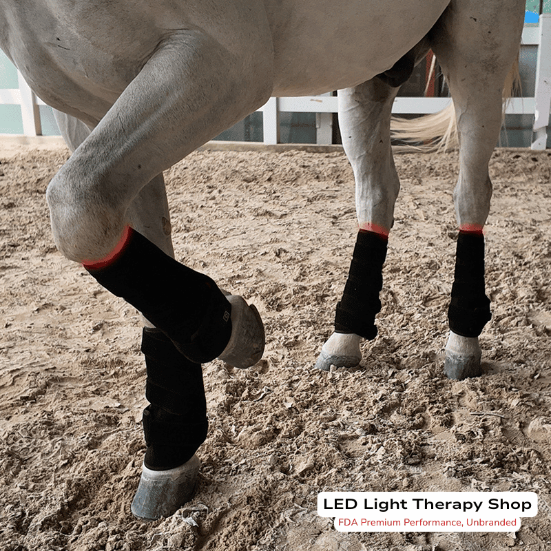 FDA Light Therapy Leg Wrap Horses Suspensory Ligament Bowed Tendon Equi (5) Red Light Therapy Horse Leg Wrap horse raising front leg wearing red light therapy fda leg wraps on 4 legs ed 660 near infrared 850