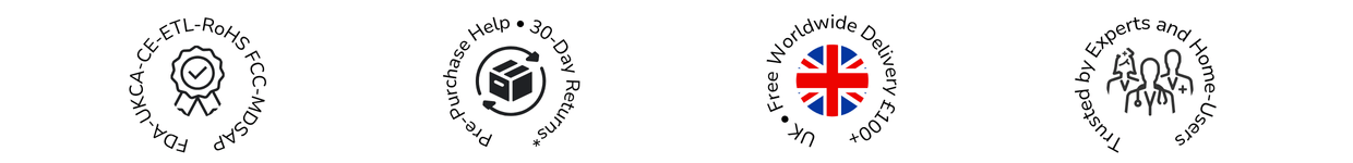 LED Light Therapy Shop Customer Assurance badges banner